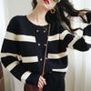 Striped Women's Knitted Cardigan Women Autumn and Winter New Korean Version Loose Sweater Jacket