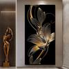 Скандинавская Золотая и Черная Лилия Abstact Настенная Картина Современный Стиль Печать на Холсте Искусство Прохода Гостиная Принт Гостиная Фреска Без Рамки