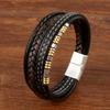 Классический мужской браслет из бусин, 4-слойный, ручной работы, кожаный браслет, мужские наручные украшения, браслет, подарок