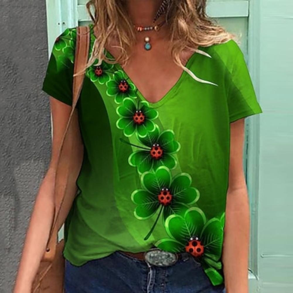 St. Patrick's Day Shamrock Irish T-shirt Cartoon Manga Anime Graphic For Women's Adults' Saint Patrick's Day 3D Print Casual Daily Festival