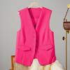 Women Single Breasted Sleeveless Vest Open Front Office Work Blazer Casual V