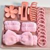 16pcs/set Women's Multi-colored Soft Bow Elastic Headband Hair Claw Combination Set Washing Strap
