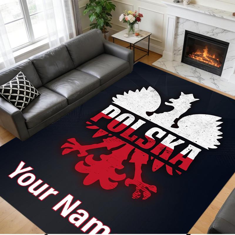 Crystal Velvet Rug Custom Name Text, Soft Non Slip Floor Mat Home DecorPoland