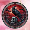 Crow Suncatcher 8"x8" - красочное искусство черепа для окон и стен, идеально подходит для любого сезона, декор крыльца и сада, идеальный подарок, украшения на Хэллоуин