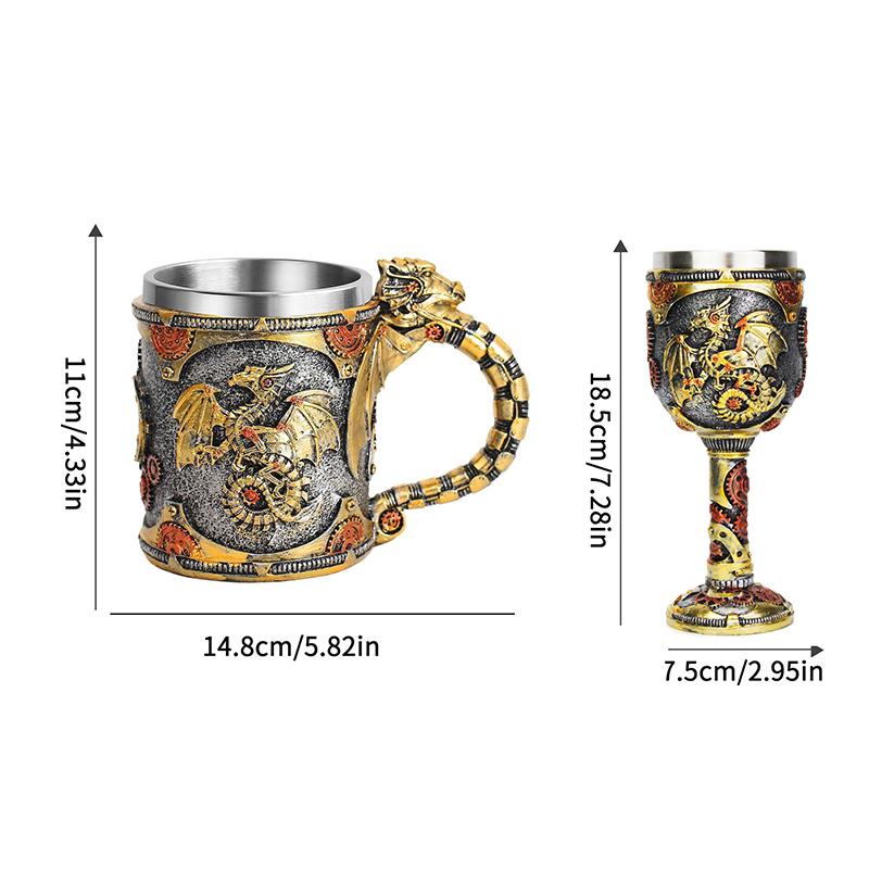 Средневековая стимпанк кружка-дракон Ренессанс Механические драконы Пивная кружка Танкард Нержавеющая кофейная чашка Подарок ко Дню отца