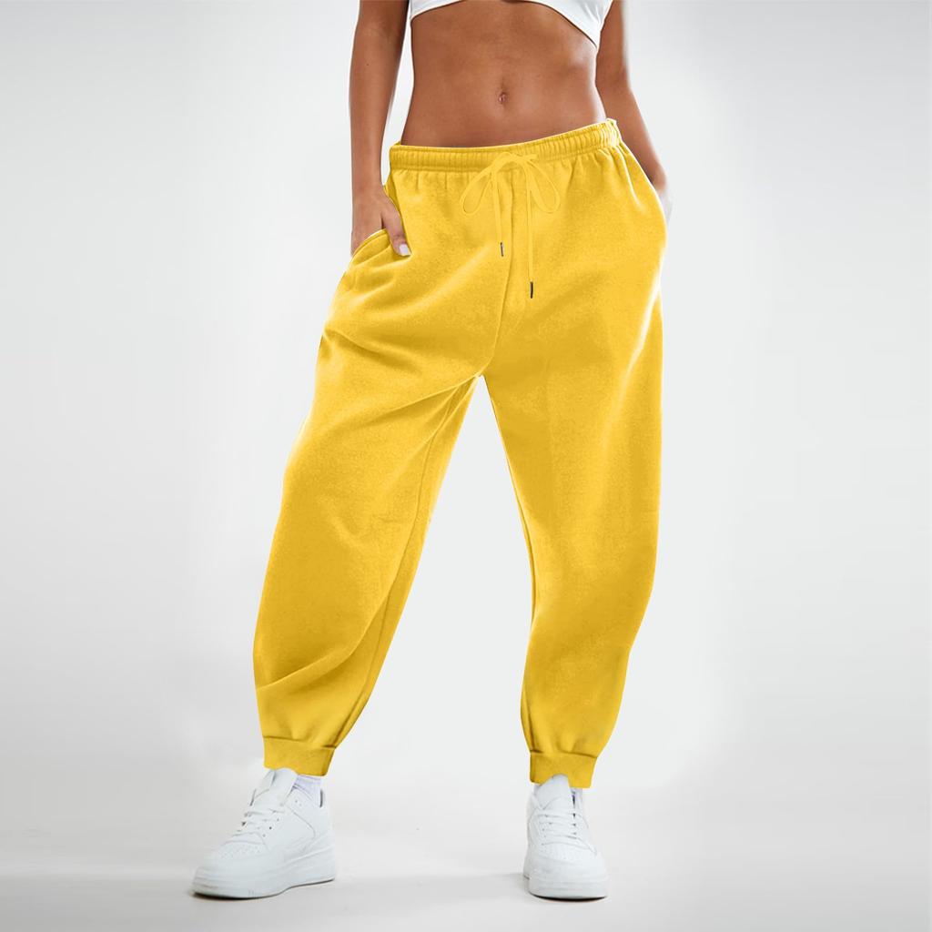 Womens Fashion Loose Solid Sweatpants Drawstring Casual Trousers With Pockets