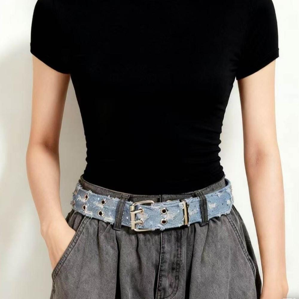 Metal Buckle Star Hole Sequin Belt Double Grommet Hole Trouser Decor Decoration Dress Decor