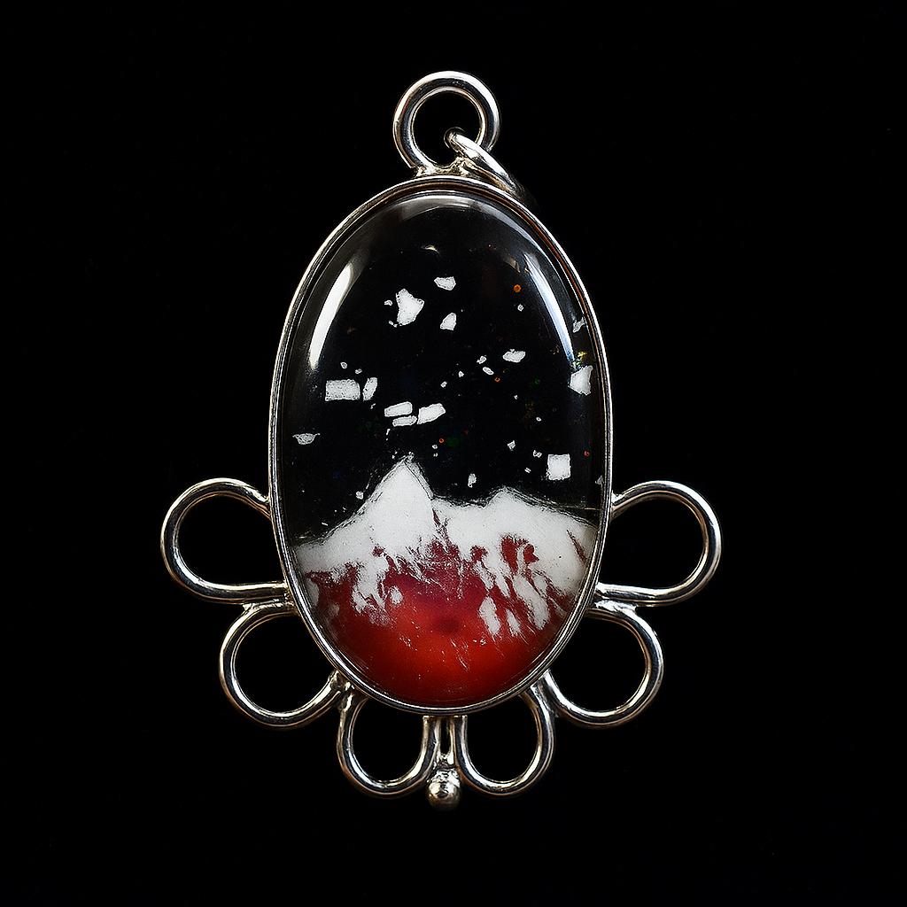 Natural Opal Pendant Multicolor Oval 32.15 ct 925 Sterling Silver October Birthday Birthstone