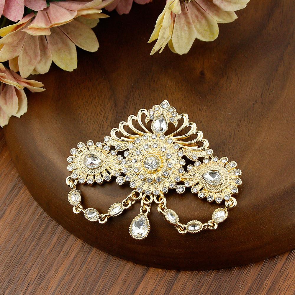 Chic Gold Brooch for Women Bride Jewelry Crystal Brooch for Wedding Jewelry Corsage