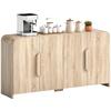 Kitchen Credenza With 2 Cabinets Soft Close Doors And Adjustable Shelves 157x39x82 Cm Natural Wood