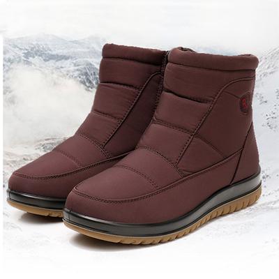 Модные водонепроницаемые зимние ботинки для женщин, зимняя обувь, мягкий теплый плюш для холодной зимы, женские ботильоны, нескользящие, большие размеры 42, черно-красные D639