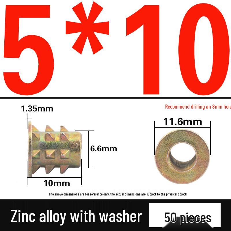 Alloy Threaded Spike Nut Connector for Solid Wood