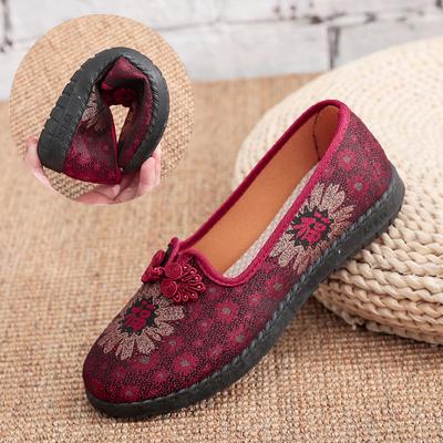 Индивидуальные весенне-осенние новые женские туфли в этническом стиле с китайским узлом, туфли для мамы, ретро старые пекинские тканевые туфли, большой размер 42