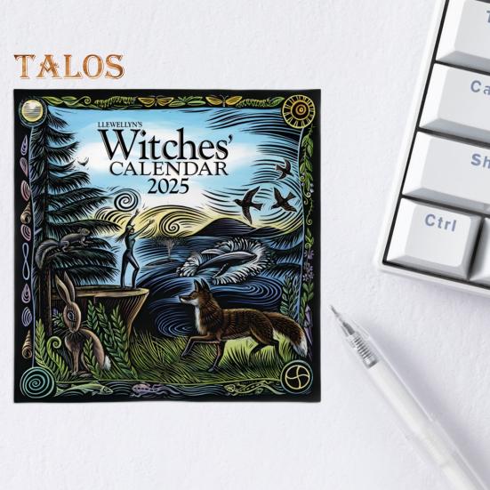 Календарь ведьм 2025 года, настенный календарь в стиле ретро, вдохновленный колдовством, календарь фаз Луны с астрономическим руководством для магических ритуалов