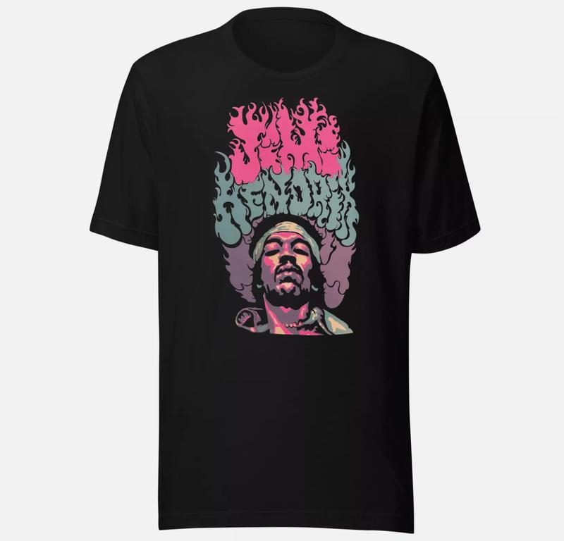 Jimi Hendrix 70s Psychedelic Print Soft Vintage Unisex t-shirt Graphic Tee