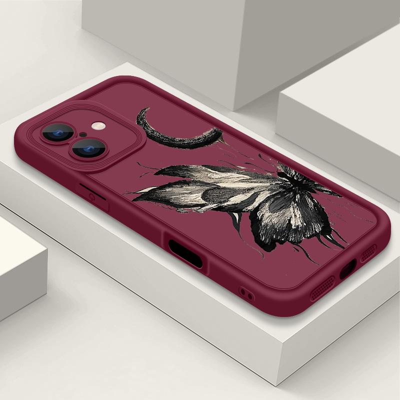 Модный чехол с рисунком луны и бабочки для iPhone 16 Pro Max 15 Plus 14 13 12 Pro 11 TPU мягкий матовый силиконовый противоударный защитный чехол для объектива телефона