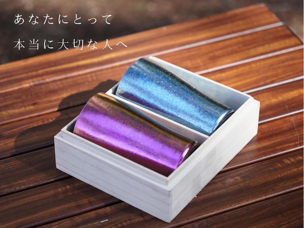 SEIDO Double Structure Titanium Tumbler Titanium Glass Pair Glass Pair Tumbler Premium Gift Dishwasher Safe 300ml X (Blue Pink)