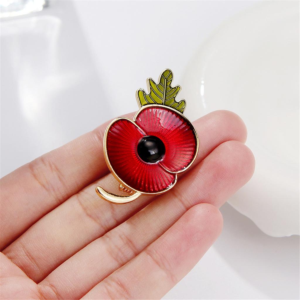Poppy Flower Shape Brooch Durability Alloys Brooch Enamel Poppy Pin Fashionable for Artistic and Stylish Individuals