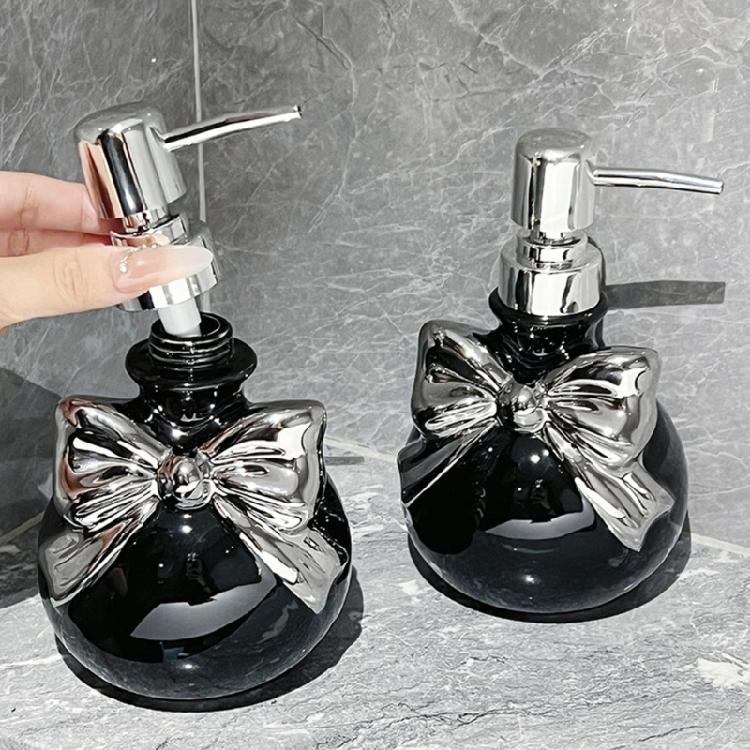 Практичный керамический диспенсер для ванной с нажимным насосом, декоративный бантик, органайзер для мыла, бутылка, необходимый элемент домашнего спа