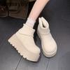 Зимние массивные туфли на платформе женские сапоги для снега сохраняют тепло увеличивают рост теплые хлопковые короткие ботильоны обувь Mujer