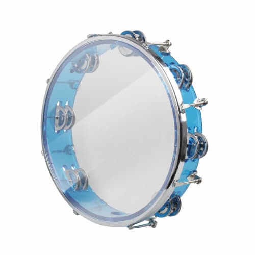 ENNBOM Tambourine, Round, Jingle Bell, 2 Rows, Percussion, Rhythm, Adjustable, 27cm (Blue)