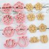 8Pcs/Set 3D Flower Shape Cookie Cutters Plastic Biscuit Mold Cookie Stamp DIY Fondant Cake Mould Baking Pastry Bakeware Kitchen Supplies