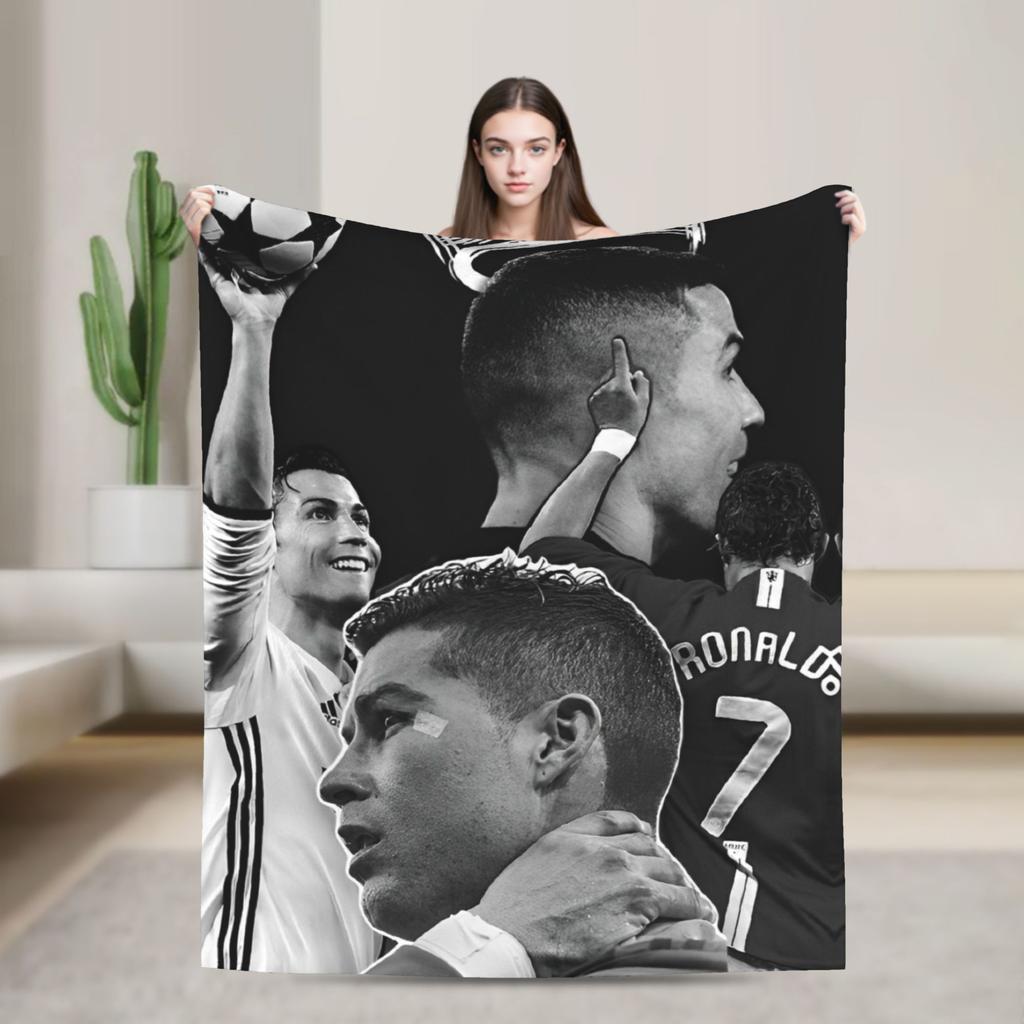 Football Legend CR7 Plush Blanket Vintage Throw Blanket for Home 125*100cm Bedspread