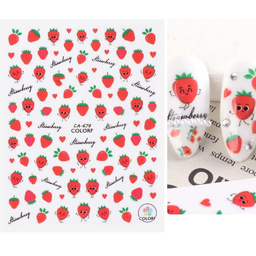 Manicure Spring Summer Floral Nail Foils Strawberry Tulip Flower Nails Decals 3D Nail Sticker