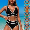 Новые бикини контрастного цвета Bkinis женские купальники пляжная одежда Push Up из двух частей купальный костюм