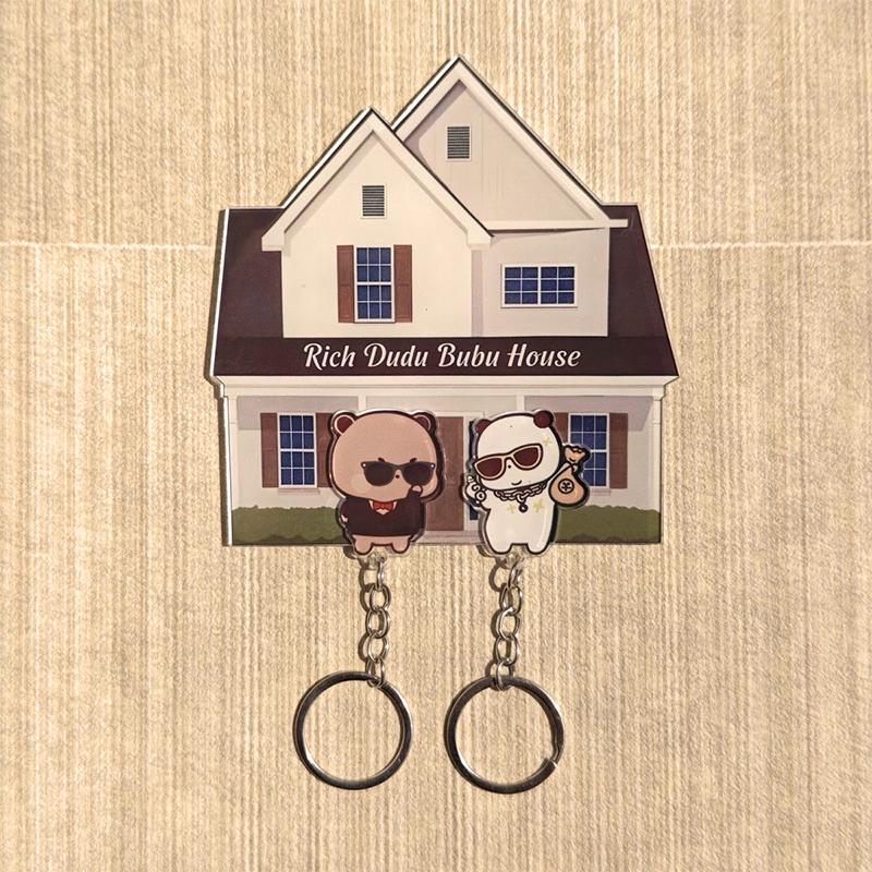 Креативный настенный держатель для ключей, милый мультяшный акриловый брелок-подвеска, крючки для ключей, органайзер, полка, домашний декор, наклейки на холодильник, подарки