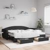 VidaXL Daybed with Trundle and Drawers Black 90x200 Cm Fabric 3197244