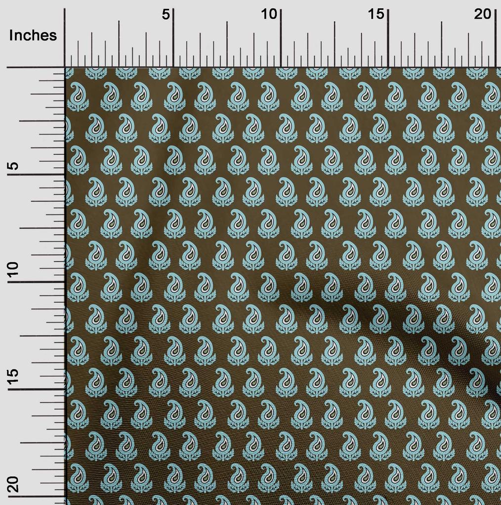 oneOone Ткань Cotton Flex Dark Olive Green, азиатский узор пейсли, швейные проекты, принты на ткани по ярдам 40 дюймов