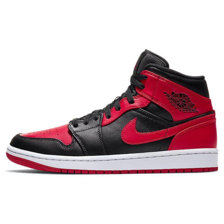 Air Jordan 1 Mid Banned Men Sneakers Red Black University-Red 554724-074