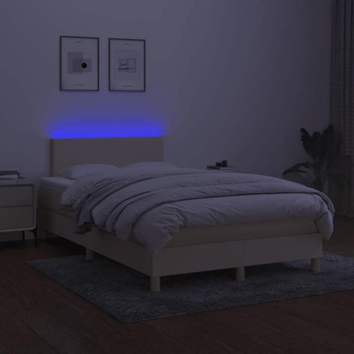 Maison Exclusive - Sommier à lattes de lit matelas et LED crème 120x190 cm tissu