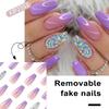 1 Set Gradient Glitter Fake Nails Purple-colord Long-lasting Eco-friendly Manicure Home Dance Club Fake Nails