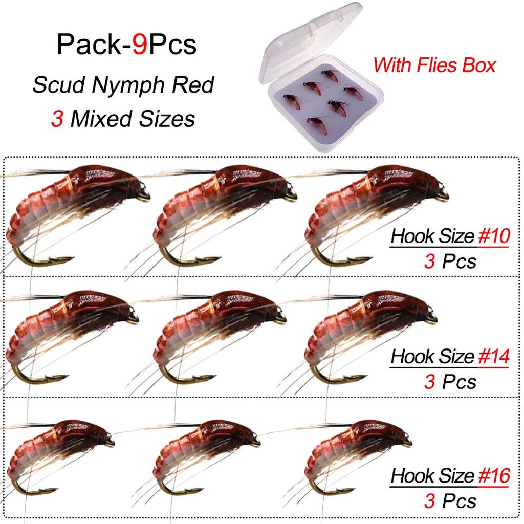 Fishing Lures - 6/9Pcs/Box Realistic Nymph Scud Fly for Trout Fishing Fly Tying Artificial Bait Lure