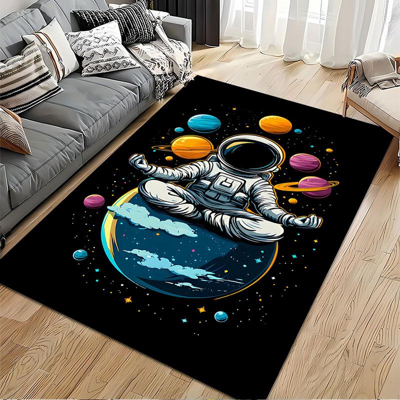Meditating Astronaut in Space suitable as a non-slip mat for the living room or bedroom sofa
