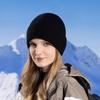 Winter Unisex Hat Knitted Thick Stretchy Piled Hat Solid Color Ear Protection Warm Daily Wear Cap Outdoor Skiing Skating Headwear