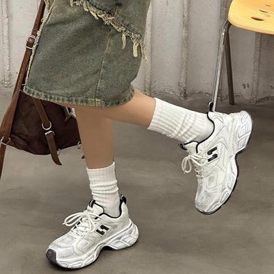 Старые кроссовки N-word женские весенние новые кожаные удобные на толстой подошве увеличивающие рост повседневные ретро спортивные туфли