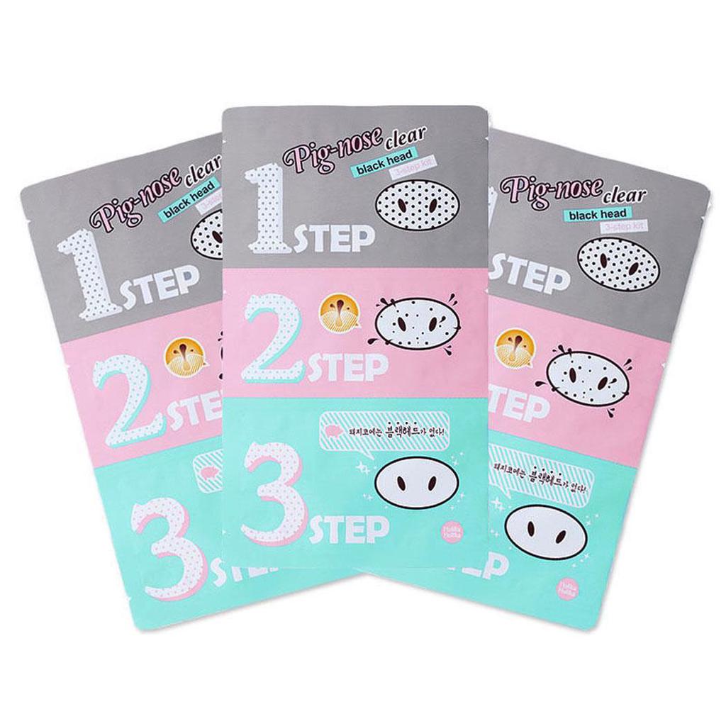 Модный уход за кожей лица, массаж головы, очистка черных точек, удаление свиного носа, маска от прыщей, наклейки, 3-шаговый комплект, черный