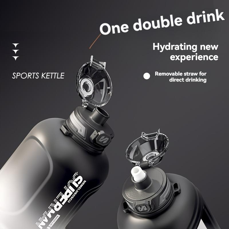 Бутылка для воды с градуировкой объема, 2200 мл/2600 мл, с ручкой и ремешком, с отделением для чая, подходит для фитнеса, активного отдыха, ежедневного использования