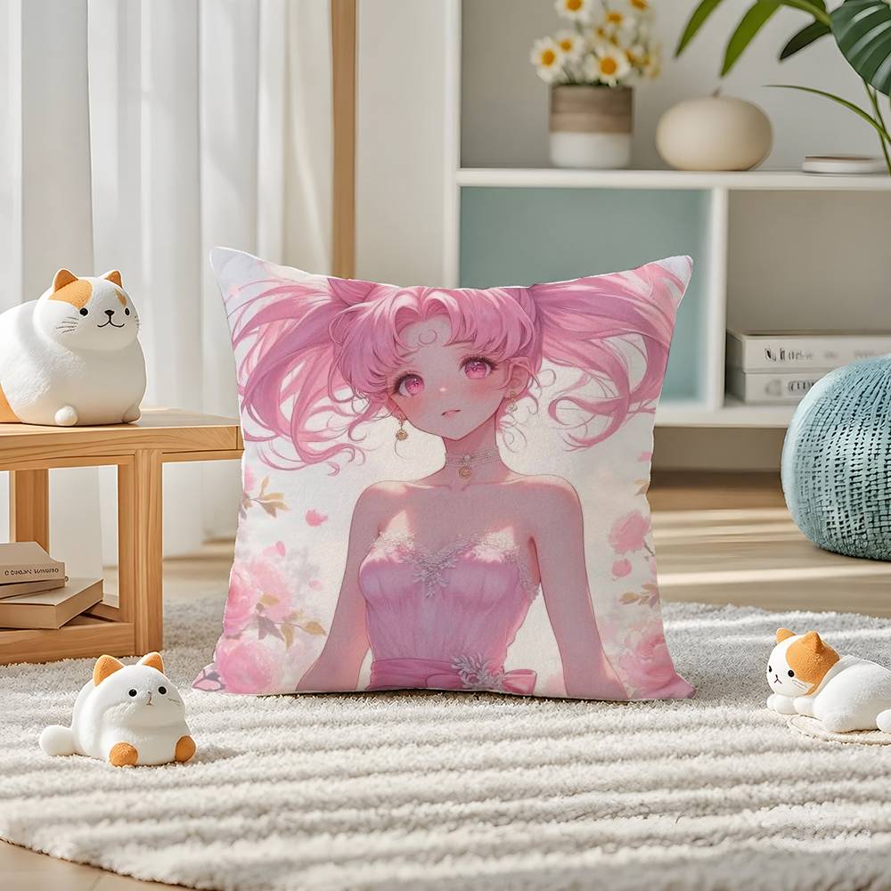Sailor Moon Luna And Artemis Anime Plush Pillow Cover Soft Short Plush Cushion Cover For Sofa Bedroom Home Decor Gift Decoration