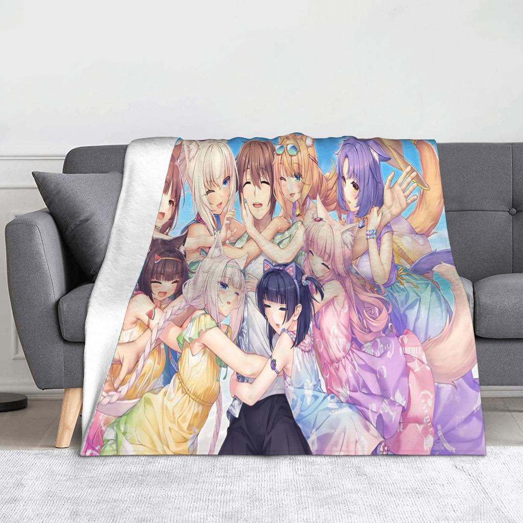 Nekopara Game Chocola and Vanilla Blankets Flannel Summer Air Conditioning  Portable Soft Throw Blanket for Sofa Couch Rug Piece