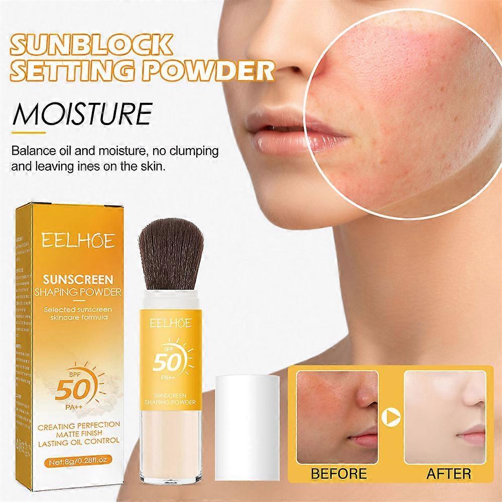 Spf50 Sunscreen Loose Powder Sunblock Skin Protective Waterproof Invisible Pore Solar Blocker Brighten Oil Control Makeup Powder