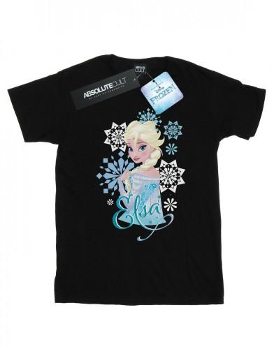 Disney Girls Frozen Elsa Snowflakes Cotton T-Shirt