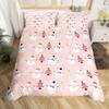 Cartoon Snowman Pink Polka Dots Three-Piece Quilt Cover Digital Printing Bedding Set Bed Cover