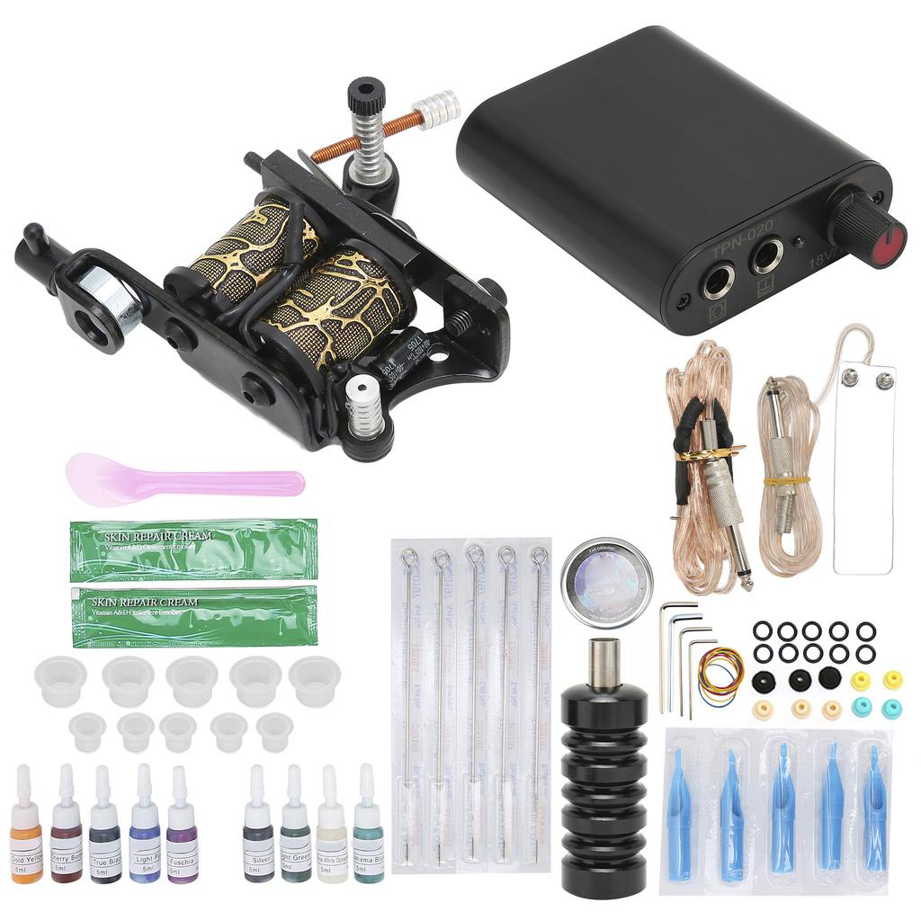 Tattoo Coil Machine Mini Tattoo Power Supply Tattoo Clip Cord Complete Starter Tattoo Machine Tools