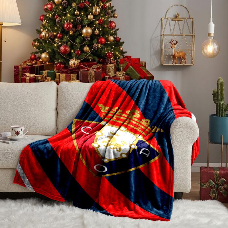 Red Blue Shield Atletico Blanket Lightweight Ideal Bedding Blanket Perfect for Travel, Camping, Living Rooms, Offices, Sofas, Fan Christmas gift