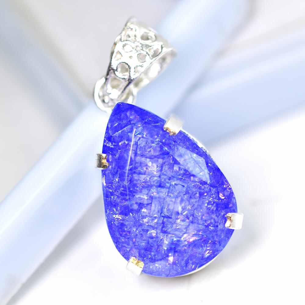 Sterling Silver CERTIFIED Natural 49.55 Ct Sapphire Pear Cut Pendant Gemstone MY.PD-159-NS