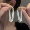 Овальные модные изогнутые металлические цепочки-серьги, серебряные иглы S925, роскошный дизайн класса люкс